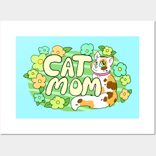 Cat Mom (With Flowers Version) Posters and Art